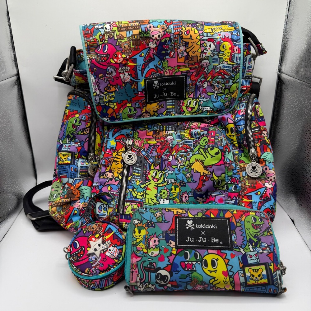 Tokidoki x Ju-Ju-Be Be Sporty Kaiju City Diaper Bag Backpack Wristlet Paci Pod